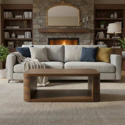 Walnut Veneer Coffee Table With A Wide Tabletop Design