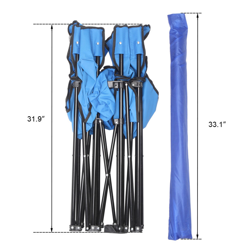 Blue Patio Portable Outdoor 2-Seat Folding Chair With Umbrella