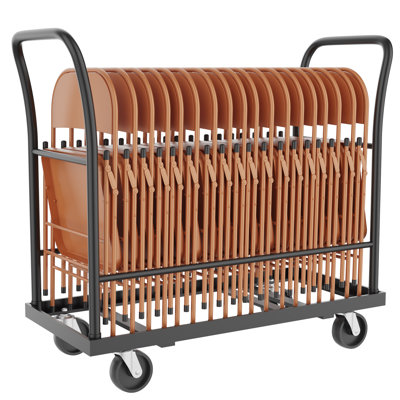 Two-handled-Folding Chair Cart With Wheels,L-Shaped Folding Chair,300 Lbs Load Heavy-Duty Metal Cart For 25 Chairs,Apply To Large Business Bonferences,Weddings And Various Events