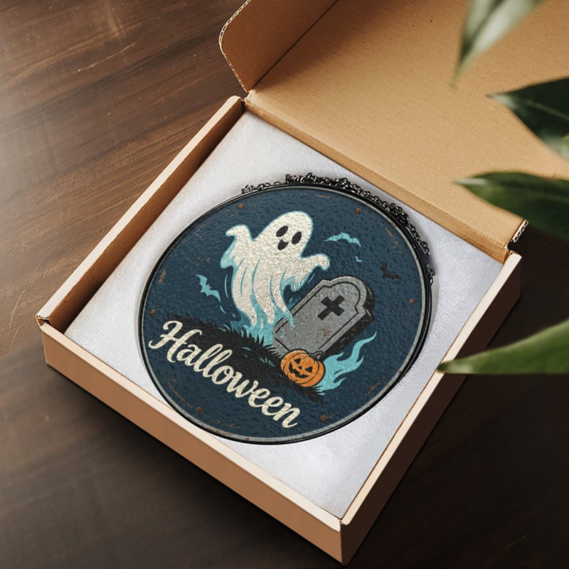 Panneau fantôme Halloween, 7,8 x 7,8 po (20 x 20 cm)