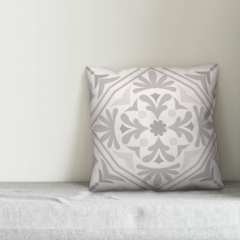 Geometric Pillow Cover, 20" x 20", Gray, Polyester/Polyfill