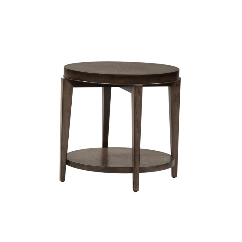 Candica Round Wood End Table with Open Storage Shelf