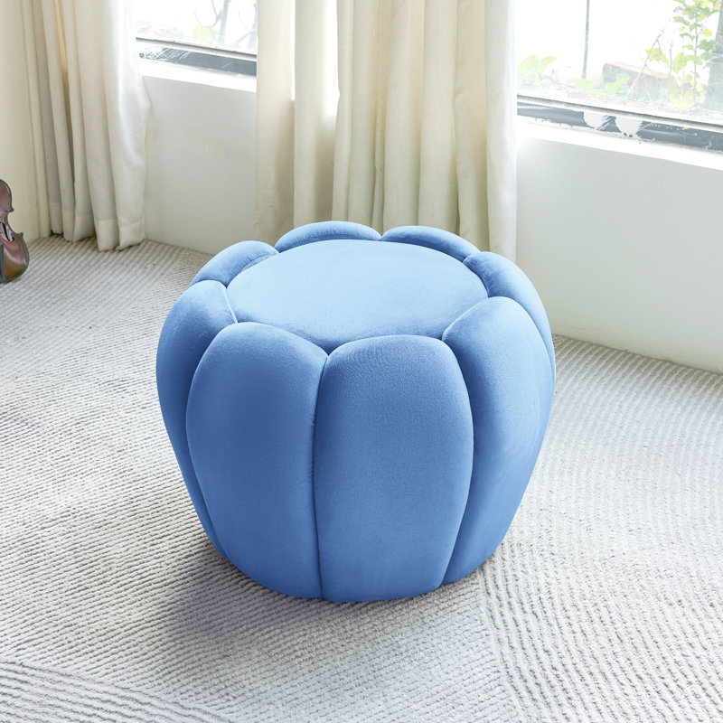 Repose-pieds rembourré avec tabouret de coiffeuse en velours pour le salon, Bleu