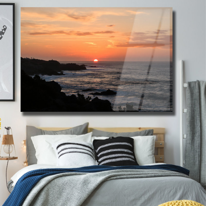 Art tropical en verre trempé Tropical Beach, H 16 po x l 20 po