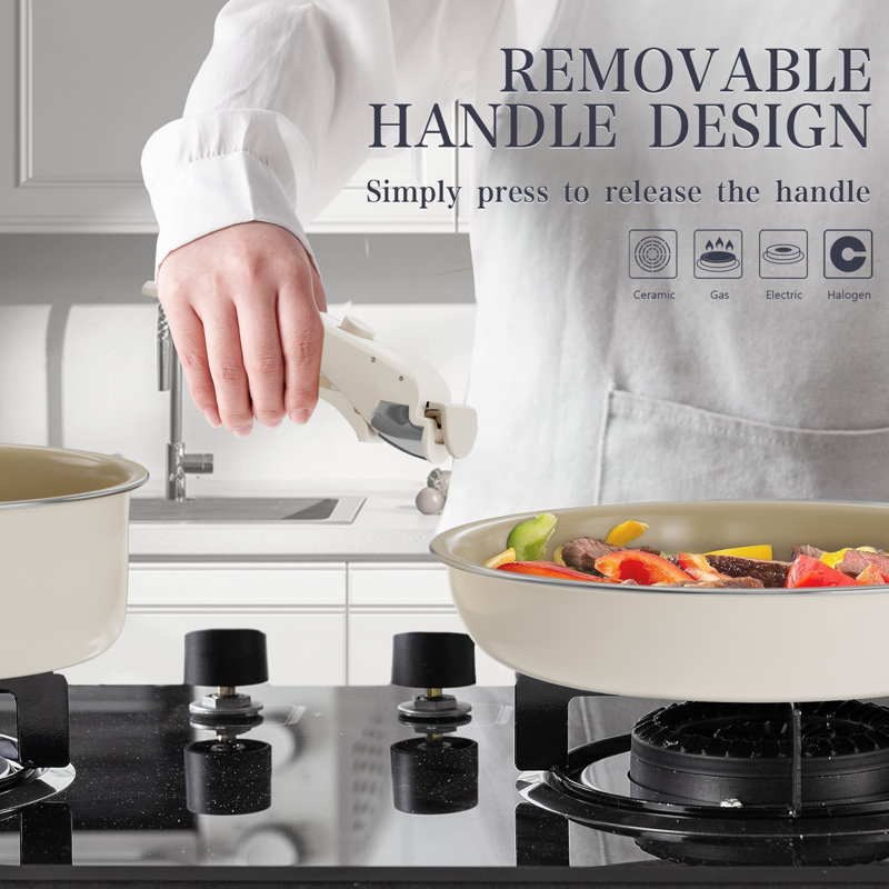 13 - Piece Non-Stick Ceramic Cookware Set, White