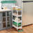 4-Tier Slim Rolling Utility Cart With Wood Top For Small Spaces - Perfect Bathroom, Kitchen, Laundry Organizer, Narrow Space Storage Solution With Wheels