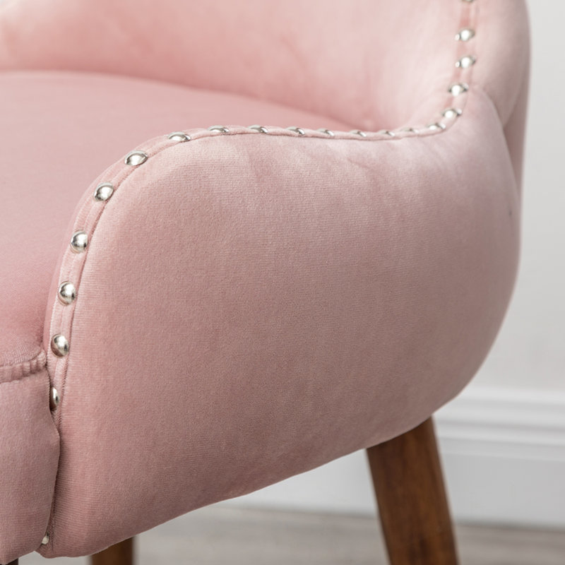 Fauteuil demi-tonneau capitonné à dossier capitonné, Rose