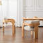 Ensemble de 2 chaises de salle à manger avec dossier coussiné, tissu beige, structure en bois massif-1666539401