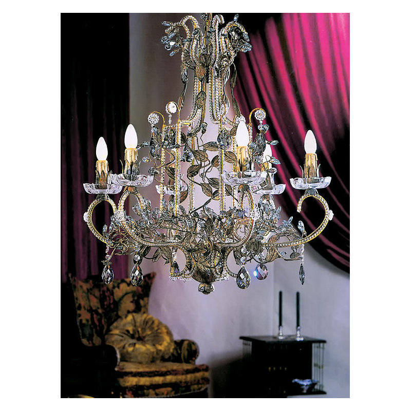 Lustre traditionnel / classique à 6 lumières de style bougie, Swarovski