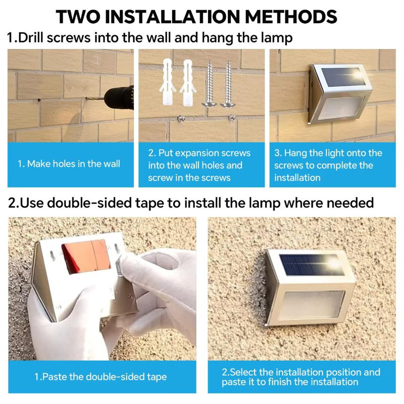 Silver Solar Powered Integrated LED Step Light