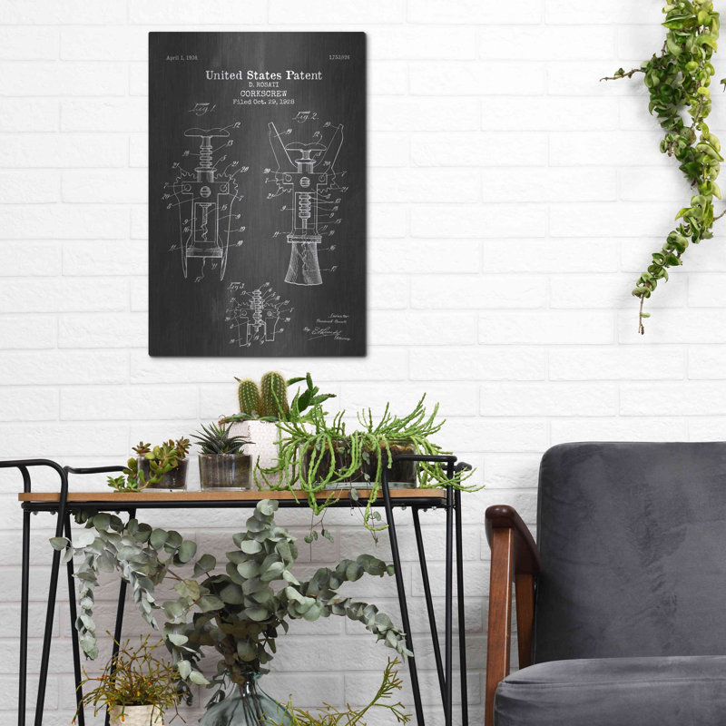 «Tableau de brevet« Corkscrew »par Luxe Metal Portfolio, H 16 po x l 12 po