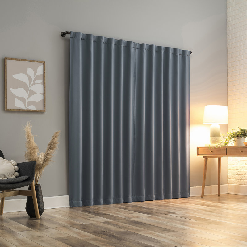 Denim Blue Polyester 52" x 63" Blackout Curtain Panel Pair