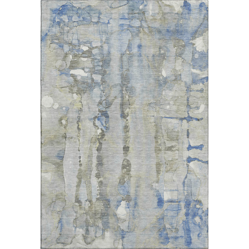 Premium Machine Washable Mayfield AMF2120 Abstract Rug, Sky, 8' x 10'