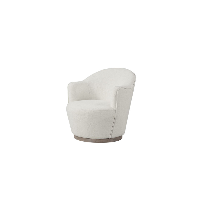 27" Off White Fabric Swivel Barrel Chair