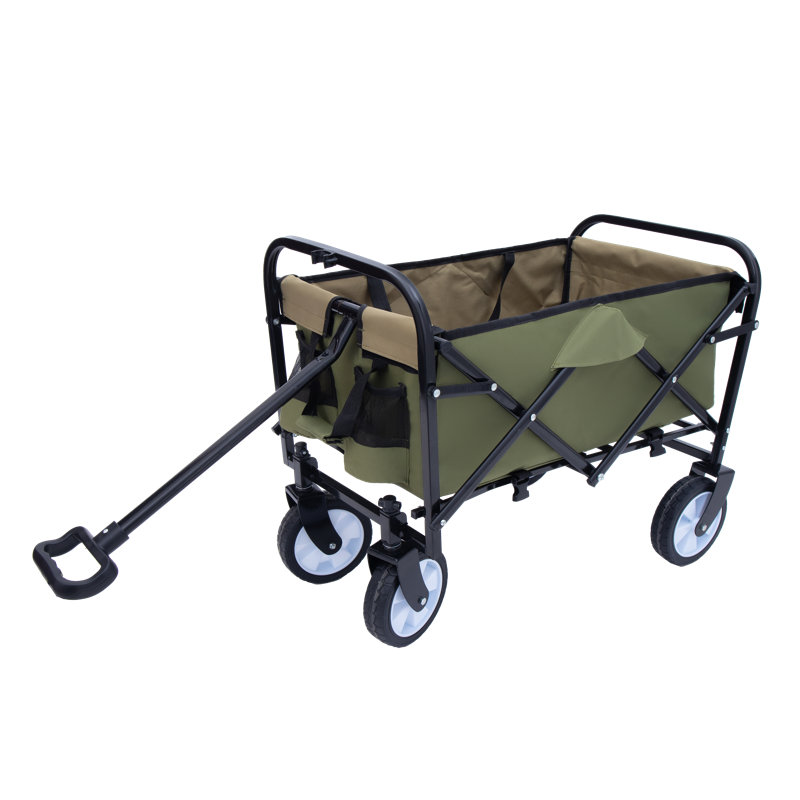 Collapsible Foldable Wagon Cart with strapping system, Beach Wagon Utility Cart Utility Wagon Grocery Cart for Camping Shopping Sports Gardeing Fishing Supports 225lbs All-Terrain Wheels