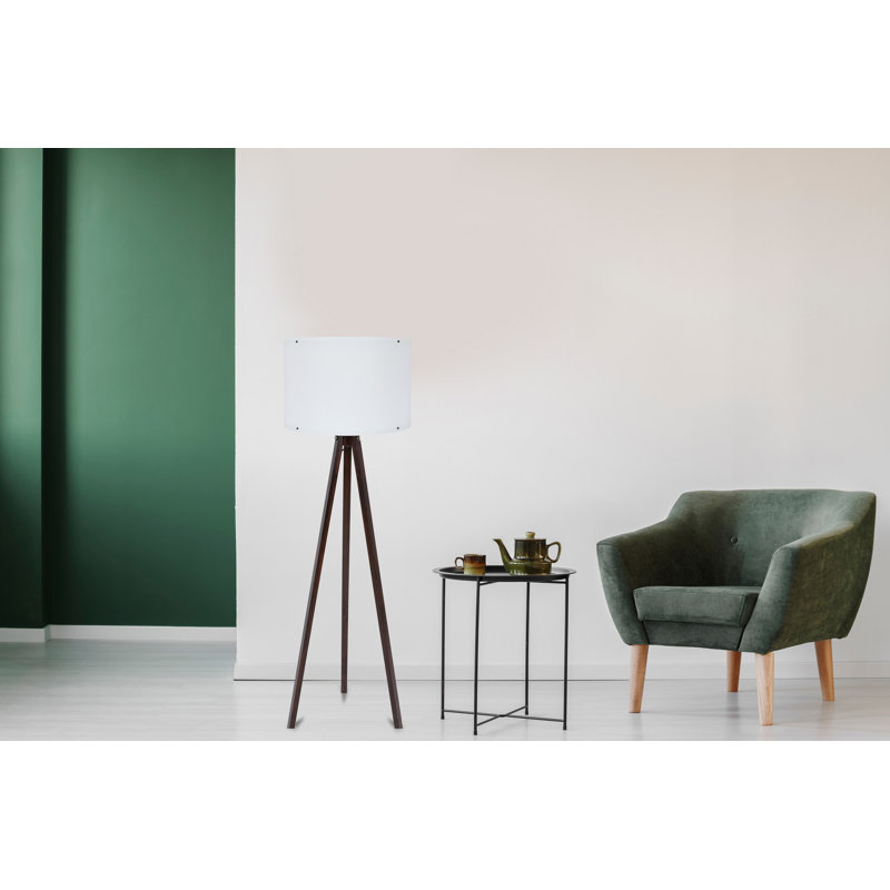 Lampe sur pied de style scandinave, hauteur de 57,1 po | Corps en panneau de fibres à densité moyenne, capuchon en polypropylène (P 15,7 po) | Douille E27 de 40 W maximum, câble de 78,7 po, interrupteur marche / arrêt | Éclairage moderne pour le salon, la chambre à coucher et le bureau