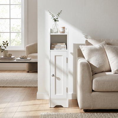 Bathroom Storage Cabinet with Door Toilet Paper Holder Stand for Small Spaces 