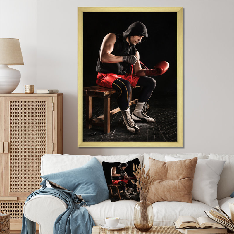 Martial Arts Combat Warrior IV sur toile, Encadrement doré, H 32 po x l 16 po x P 1 po