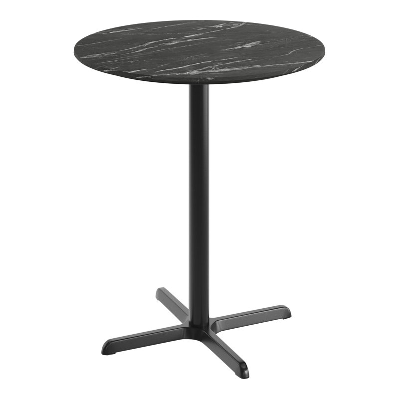 Plateau de table commercial à surface lisse avec base entrecroisée à hauteur de barre, H 42 po x L 36 po x l 36 po