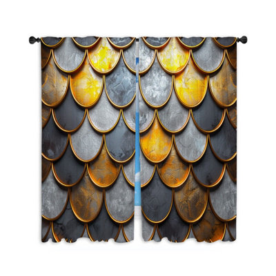 Scaly Texture Abstract Room Darkening Curtain Pair