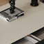 Bureau rectangulaire à 3 tiroirs noir + blanc massif + bois manufacturé + cuir-109561846