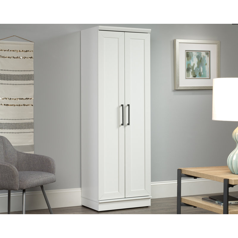 Soft White Tall Kitchen Storage Cabinet with Adjustable Shelves