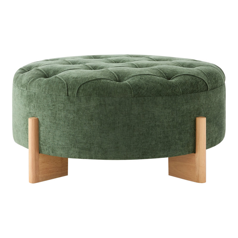 Repose-pieds moderne capitonné rond, Vert