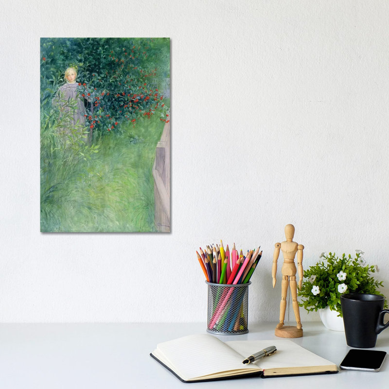In The Hawthorn Hedge by Carl Larsson - Wrapped Canvas Painting, 20.32 cm H x 30.48 cm W