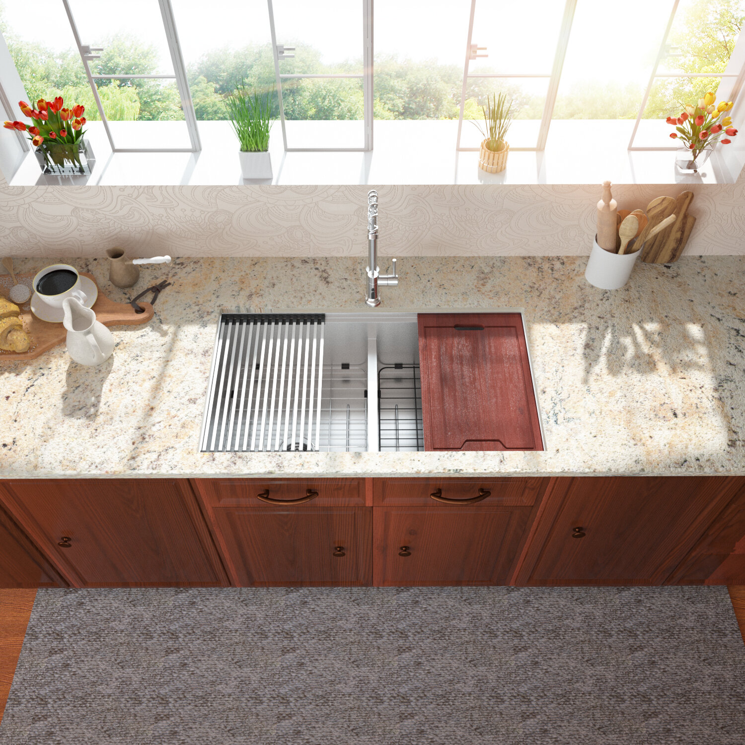 Granite Kitchen Sink Divider Single Sink Bowl Home Improvement Kitchen  Accessories Household Vegetables Drain Baske Sink Basin