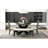 5-Piece Rustic Charm Round Dining Set With 3 Upholstered Chairs And Curved Bench-725460852