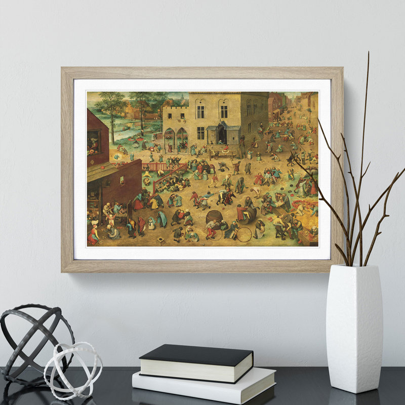 Children's Games by Pieter Bruegel the Elder - Framed Print, Oak Framed, 48cm H x 65cm W x 2cm D