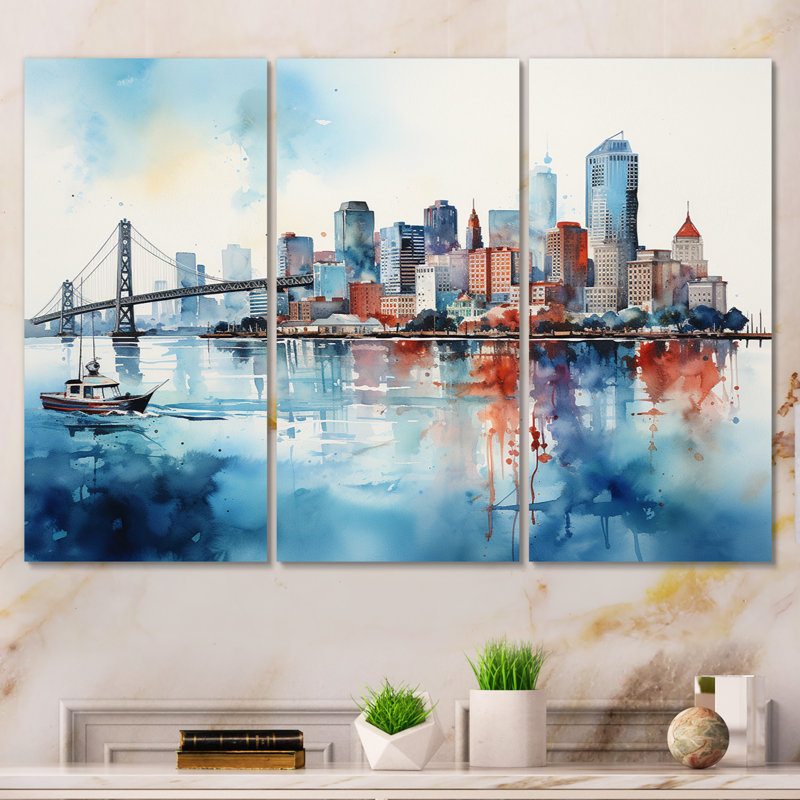 «Golden Gate», ensemble d'art mural sur toile San Francisco, H 32 po x l 48 po x P 1 po