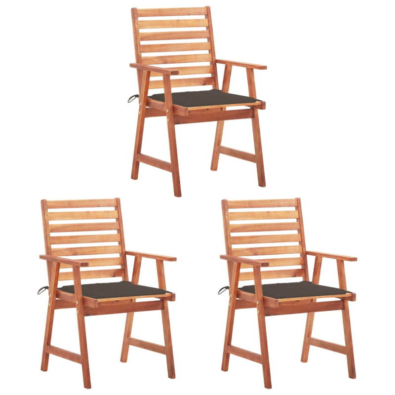 Chaise de terrasse avec coussin à oreilles en acacia Wingert, Noir