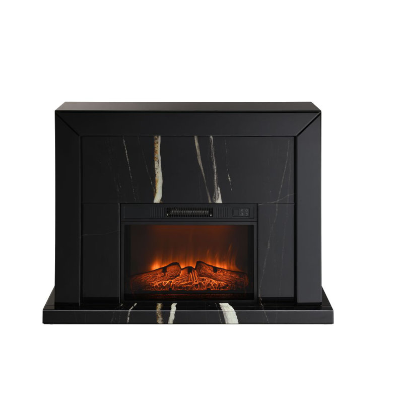Drisana Black Mirrored Finish Fireplace