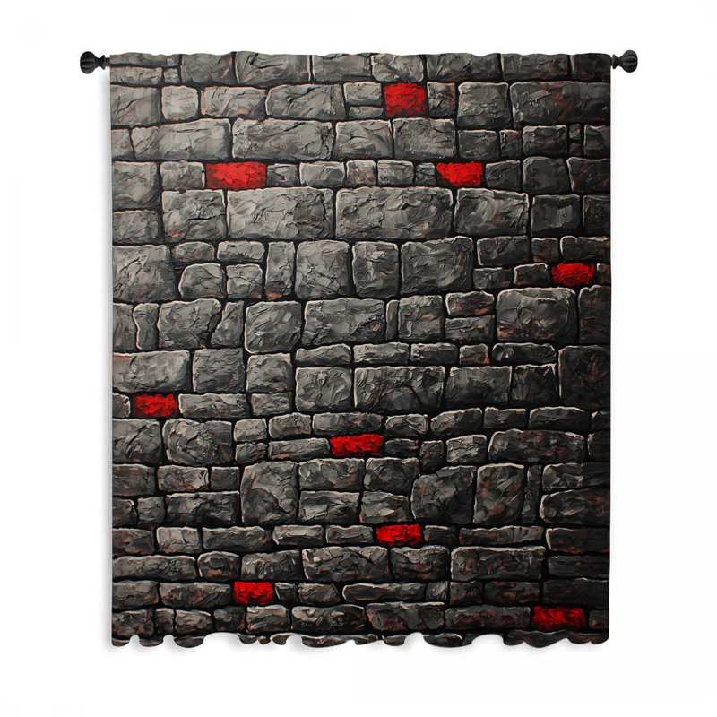 Stone Wall Window Curtains, Architectural Blockout & Sheer Curtains - 1 Panel, 50" W x 84" L