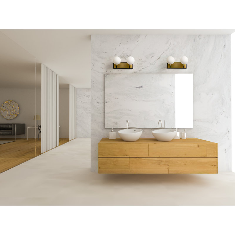 Bowenville 2 - Light Dimmable Vanity Light, Olde Brass, Opal