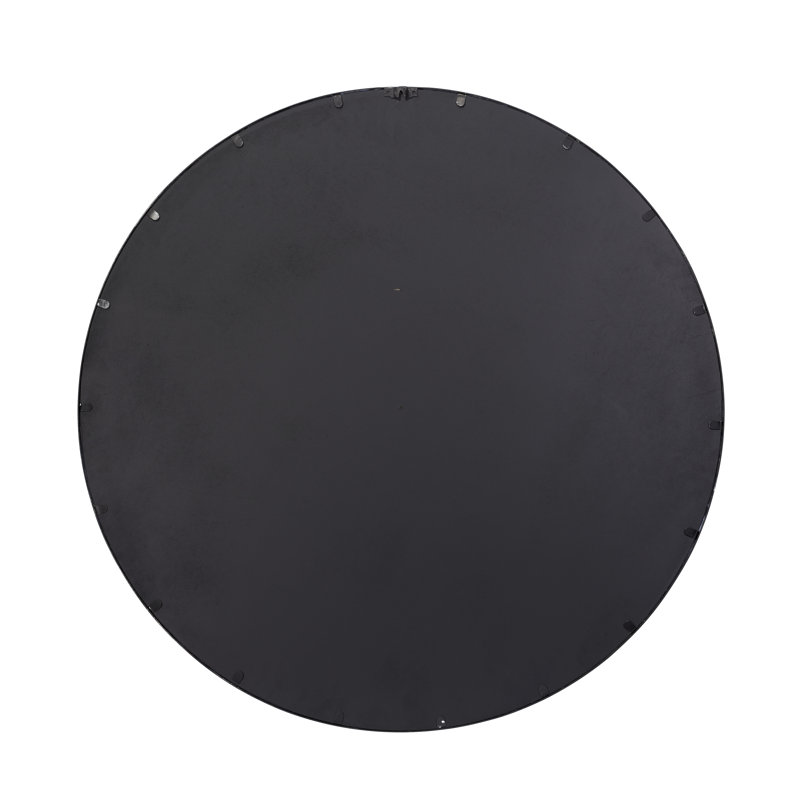 Refined Round Mirror In Gold Leaf Metal, Black