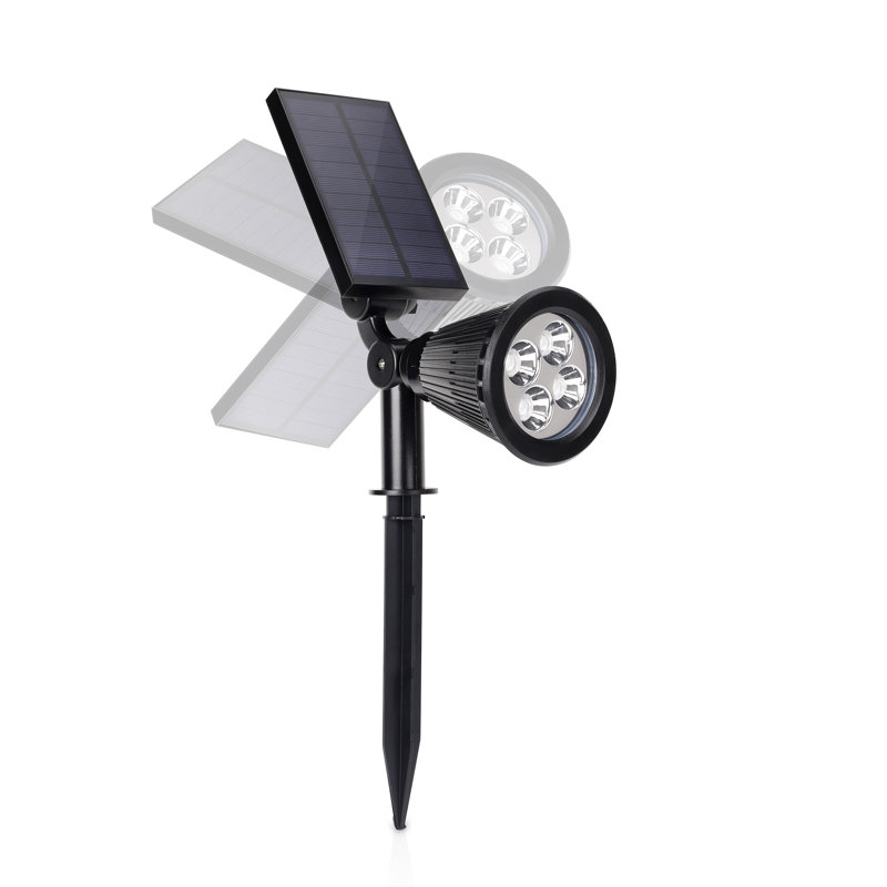 Black Solar Powered Adjustable LED Landscape Spotlights, 2-Pack