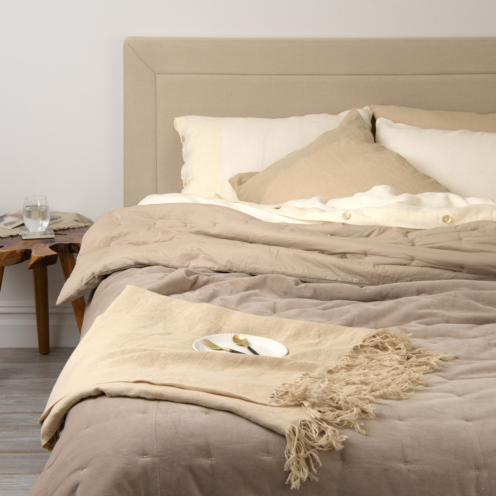 Edmont Velvet Quilt, King Quilt, Natural