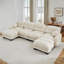 Canapé modulaire confortable en tissu de chenille plissé 4 places avec siège ergonomique en mousse haute densité, canapé modulaire en forme de U avec 2 repose-pieds, accoudoirs arrondis arrondis et 2 coussins décoratifs ronds, beige-647612024-647612026