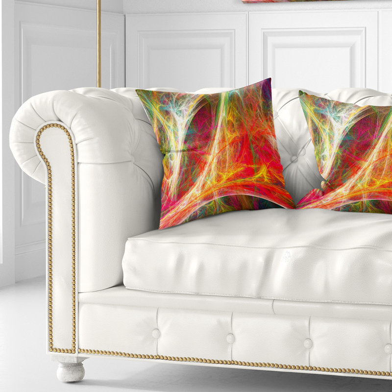 Mystic Red Fractal - coussin imprimé abstrait, 16 po x 1 po, Coussin décoratif