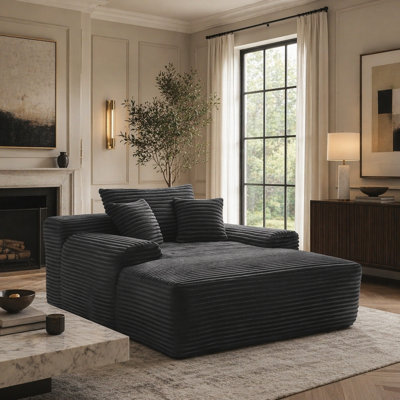 NOUVEAU Méridienne convertible moelleuse avec accoudoirs larges et coussins décoratifs, canapé-lit douillet et désossé, pour le salon, la chambre à coucher, aucun assemblage requis, gris