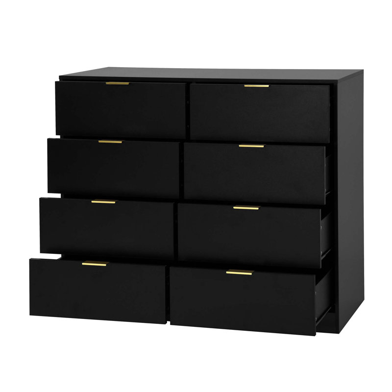 Commode double à 8 tiroirs 47,2 po Gianna, Noir