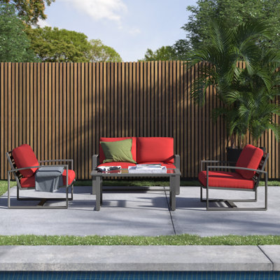 Anatolijus 4 - Person Patio Conversation Set with Cushions