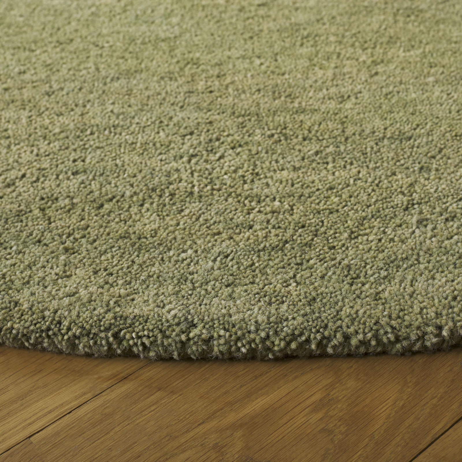 Racheal Light Green Hand-Tufted Wool Rug, Round 6'