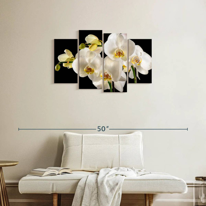 Fleurs d'orchidée blanches fraîches Harnek, H 22 po x l 36 po