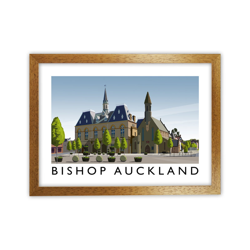 Bishop Auckland by Richard O'Neill - Print, 24cm H x 34cm W x 3cm D, Brown Framed