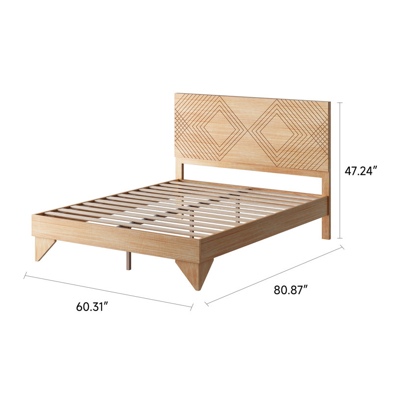 Solid Wood Platform Bed Frame, Queen