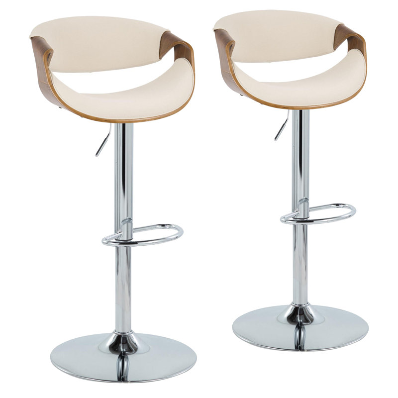 Archaimbaud Swivel Upholstered Adjustable Height Counter Stool with Metal Frame