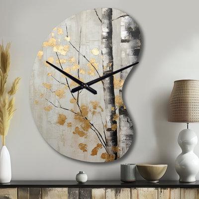 Horloge murale arbre unique monochromes gris et or